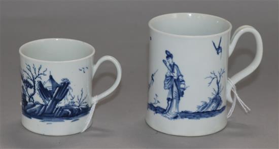 A Worcester Walk in the Garden pattern mug and a smaller Gazebo pattern mug, 8.7cm and 6.5cm high